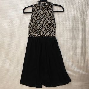 Black and beige embroidered top dress